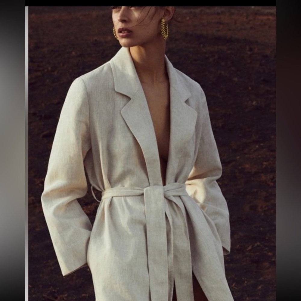 New Mango %100 linen trench coat size S